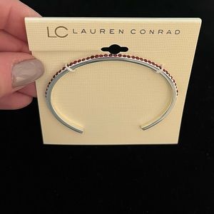 LC Lauren Conrad Silver Cuff Bracelet with Red Pave Stones